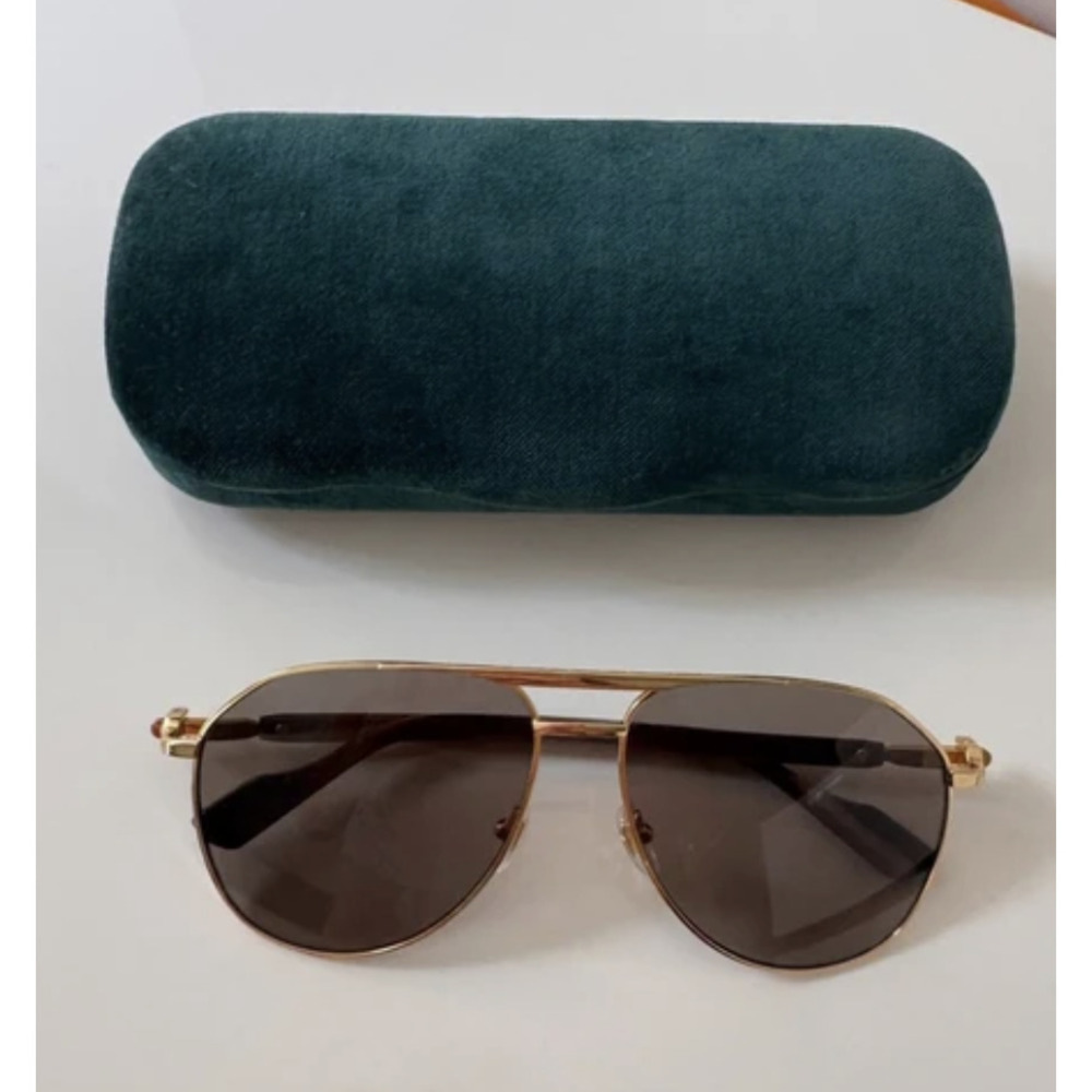 NWT Gucci GG1220S-002-59 Gold Aviator 59mm Sunglasses - Picture 5 of 5